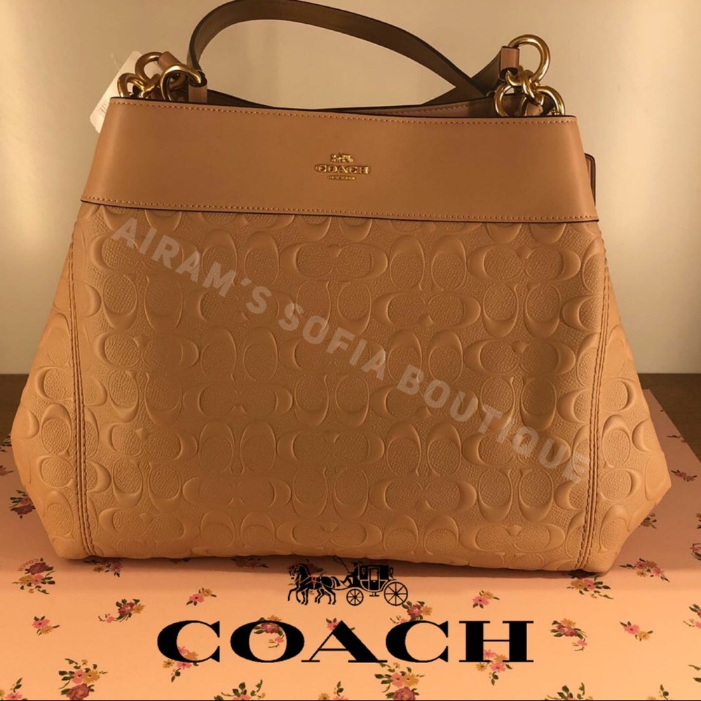 NWT Coach Lexy Signature Embossed Nude Pink